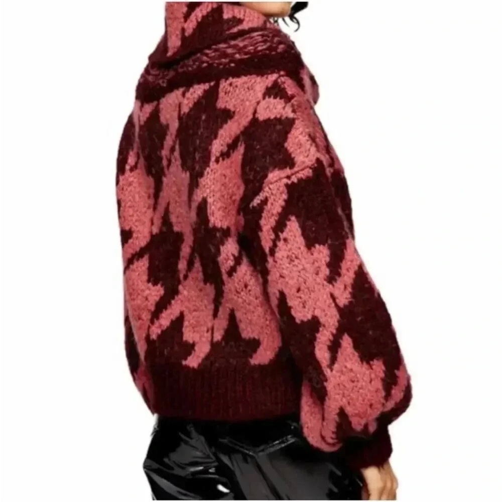 Topshop Pink and Burgundy Cowl Neck Sweater